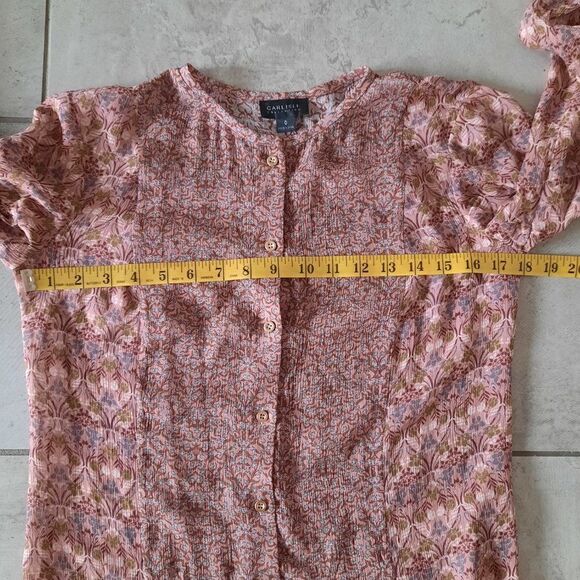 Carlisle Collection Floral Silk Blouse Top size 0  (XS US) - Picture 6 of 7
